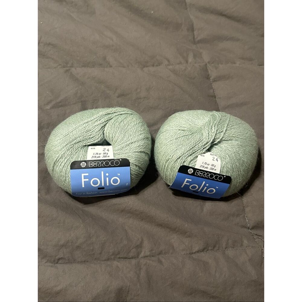 Berroco Folio green sage  alpaca blend yarn 2 skeins 1.75oz knitting crochet